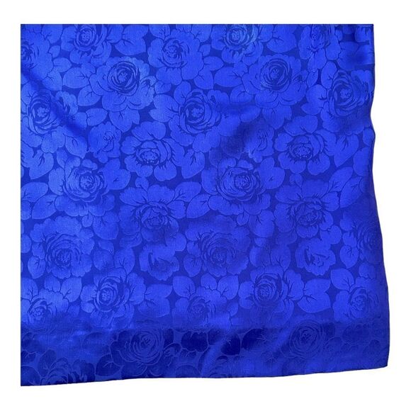 Vintage Silk Pencil Skirt Indigo Purple Lined Rose Zip Elastic Waist Women 4 - Picture 2 of 6